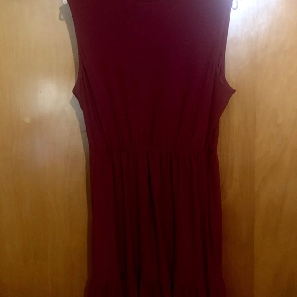 High Neck Maroon Dress